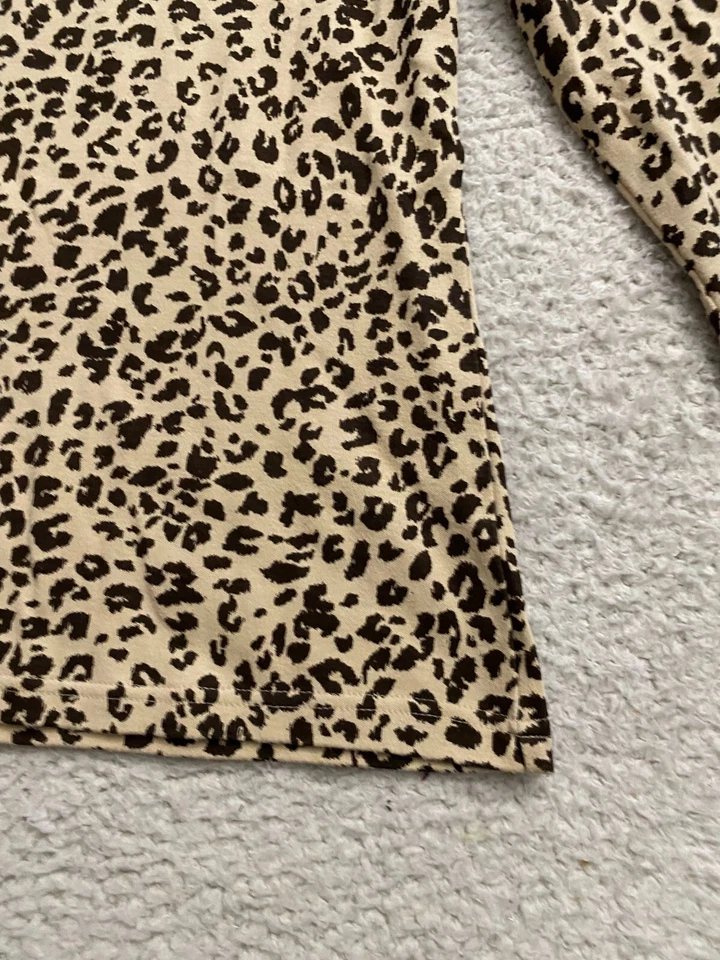 Blusa Pullover Karen Scott Mujer Manga 3/4 Estampado Leopardo Cuello en V Beige Talla XS Foto 3 de 4