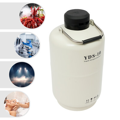 10L Liquid Nitrogen Container LN2 Nitrogen Cryogenic Container Tank 5cm Caliber