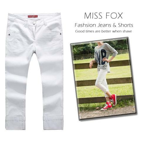 NEW LADIES STRETCHED WHITE CROPPED JEANS-SIZE 10 - Picture 1 of 1