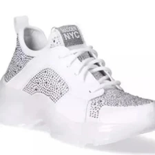 NWT Madden NYC Rhinestone Women's White Casual Sneaker  Various Sizes