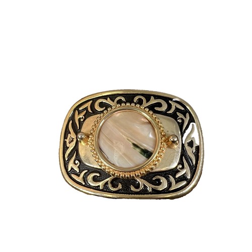 Vintage Mother Of Pearl 2 Piece Clip Hook Round Dress Buckle  display picture 2