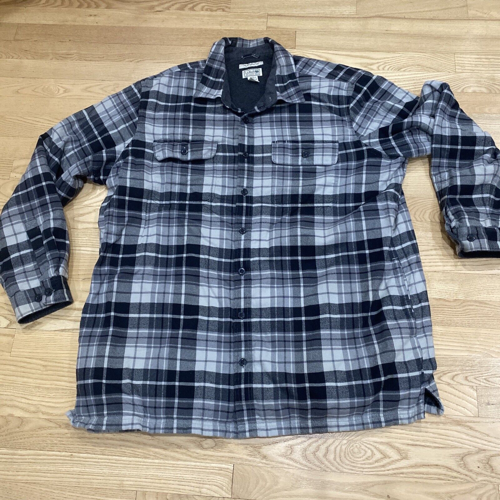 L.L. Bean Men's Fleece-Lined Flannel Button-Front Shirt: XXL-Tall Plaid ...