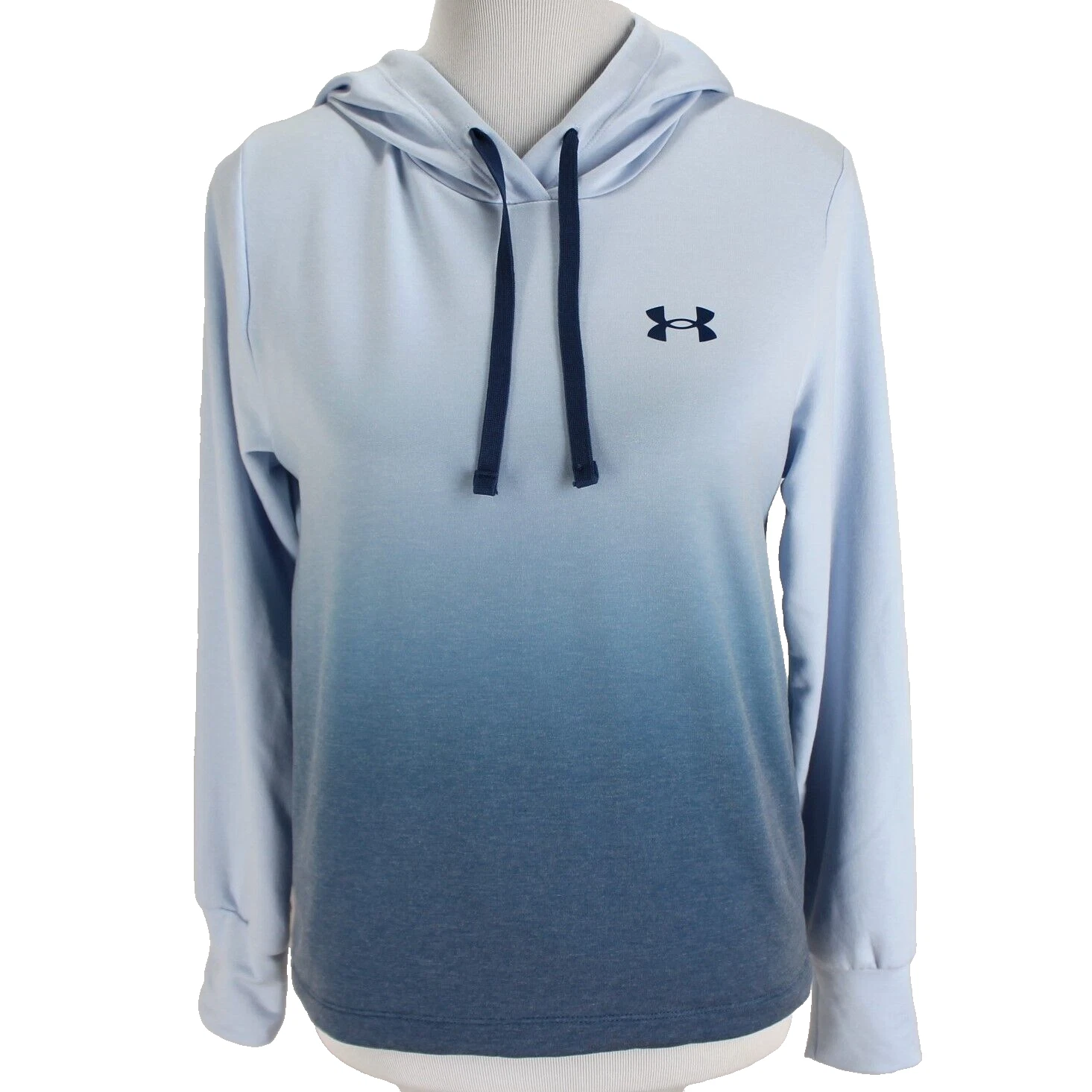 Under Armour Hooded Top Womens Size XS Blue Ombre Long Sleeve Loose Fit Knit
