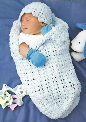 SHELL STITCH PAPOOSE & HAT BABY CROCHET PATTERN INSTRUCTIONS