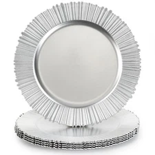 13" Floral Silver Charger Plates Classic Chargers for Dinner Plates Reusable ...