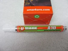 White Valve Action Metal Paint Marker U-Mark, Made In USA