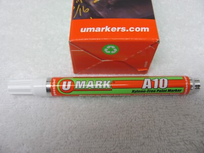 White Valve Action Metal Paint Marker U-Mark, Made In USA