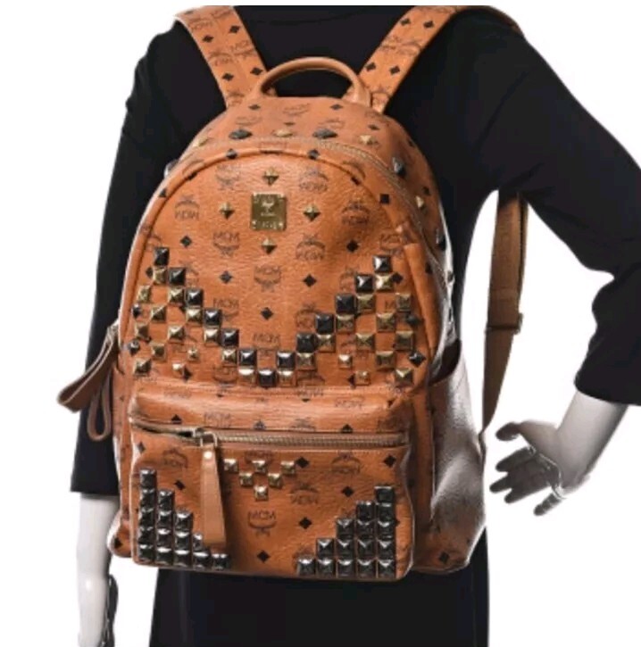 MCM Stark Leather Studded Backpack - image 9