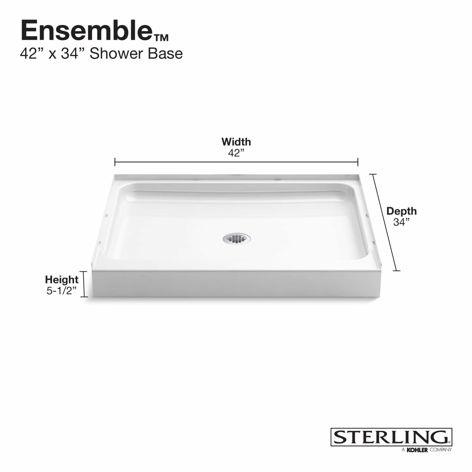 Sterling+721111000+Ensemble+White+Vikrell+Shower+Receptor+42+L+X+34+W