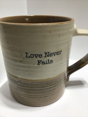 LOVE NAVER FAILS COFFEE MUG. ECHED POTTERY MUG.  Art Deco Print  Mug. B222