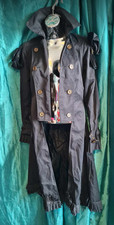 Eudon Choi Miss Selfridge Black Steampunk Morning Coat , Ruffled Hem,lapels,8br