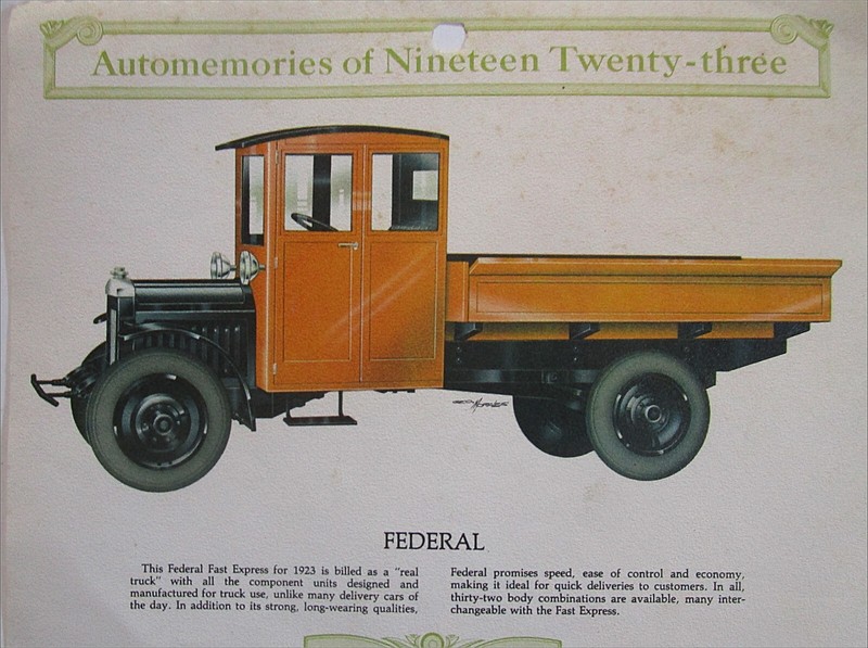 1923 Federal Express truck calendar print (wood & black)