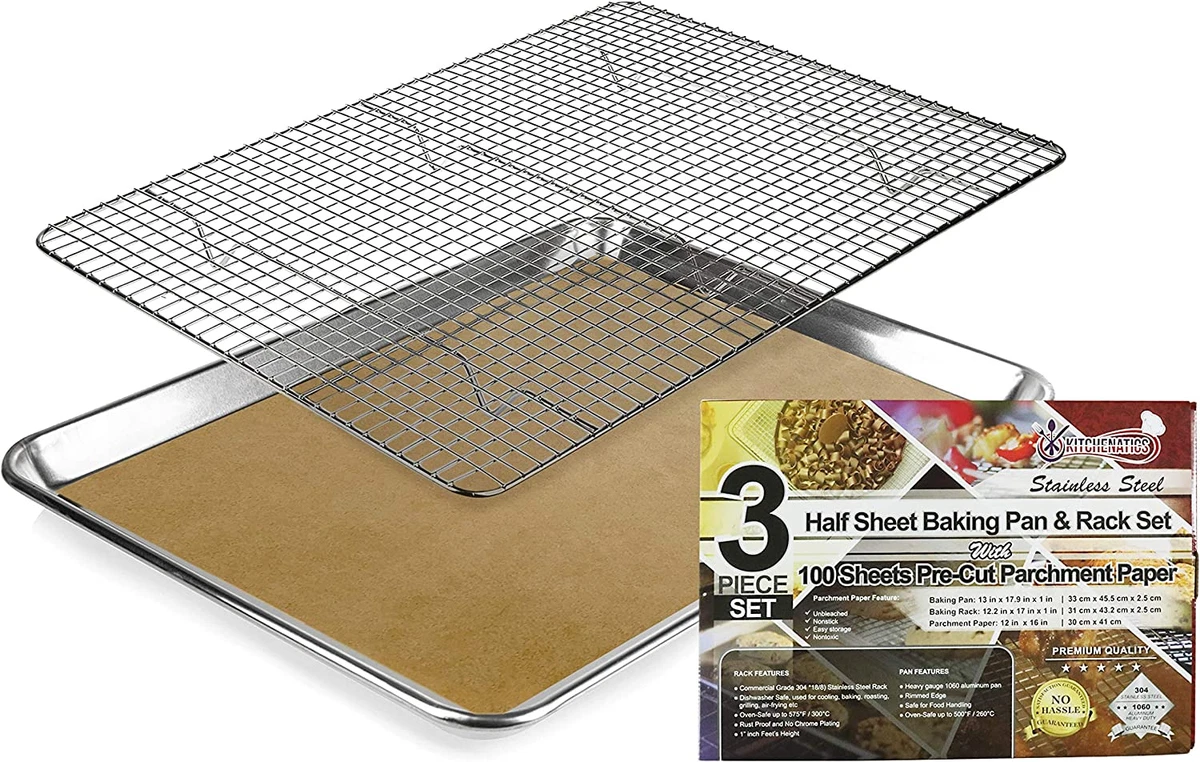 Quarter Sheet Pan with Wire Rack Set [2 Baking Sheets + 2 Cooling