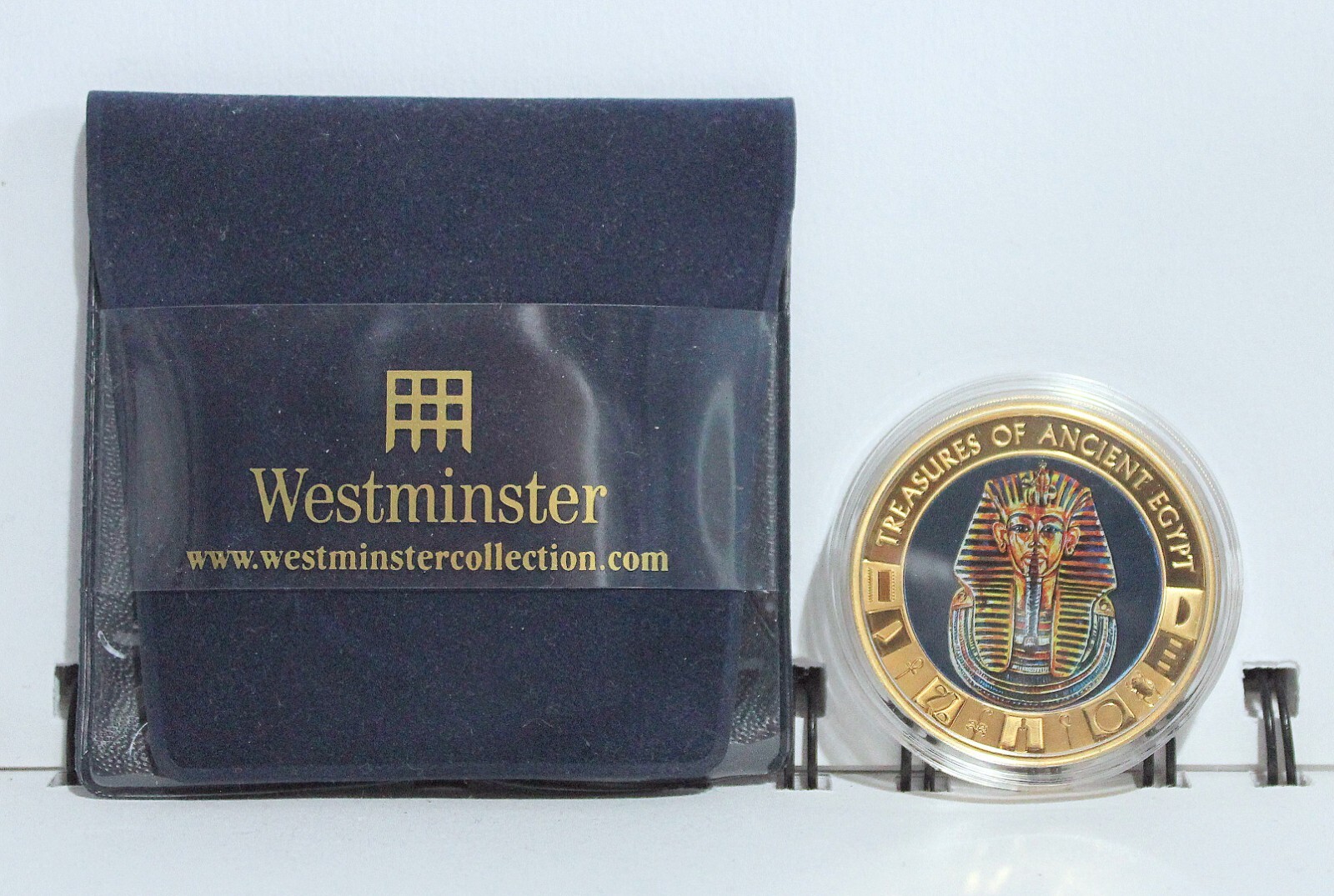 TREASURES OF ANCIENT EGYPT 'TUTANCAMAN'  GOLD PLATED FULL COLOUR 1 DOLLAR COIN