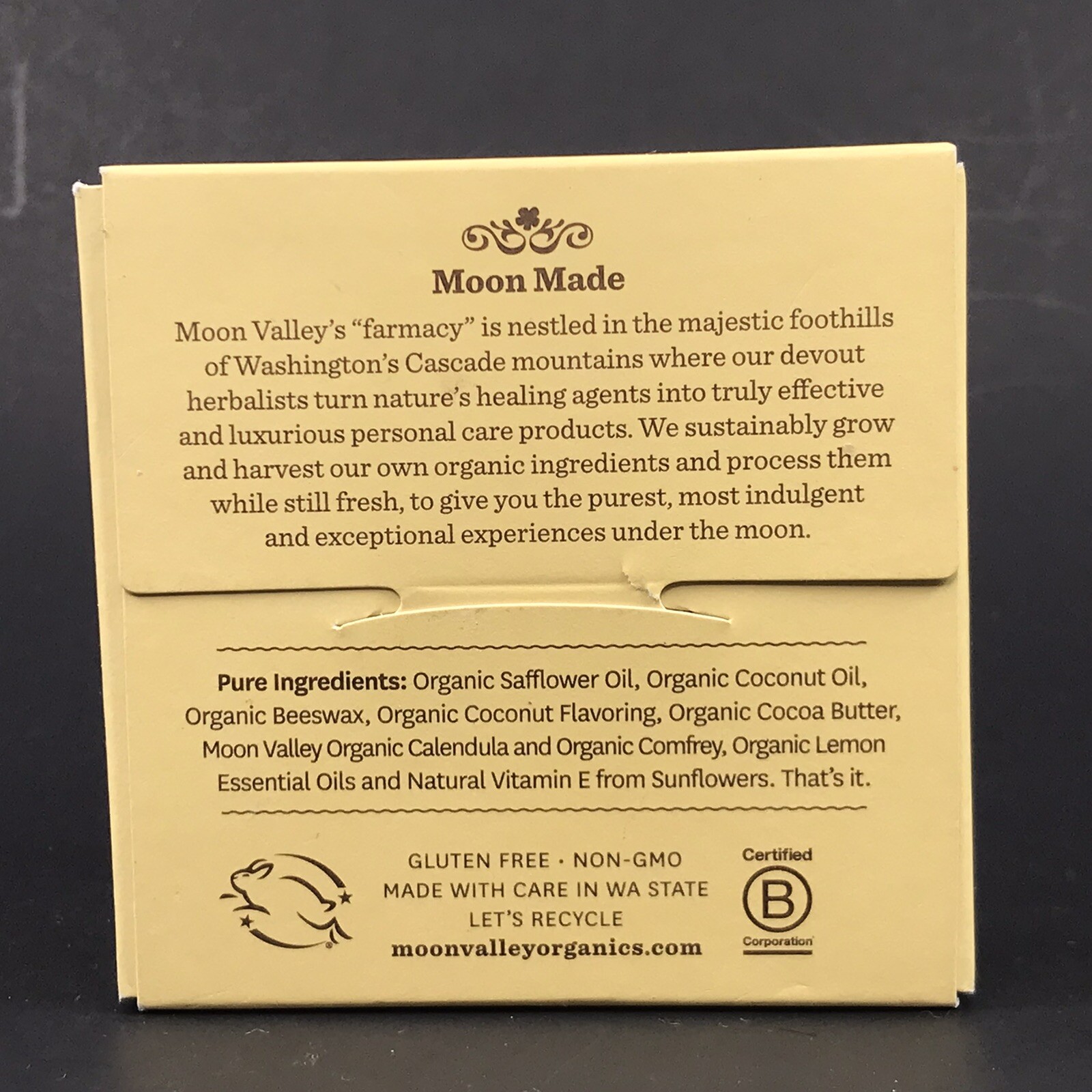 Moon Valley Organics Herbal Lotion Bar Coconut Lemon 1.9 oz NEW