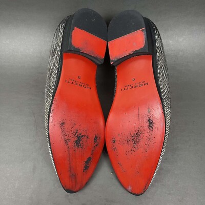 Moretti Black Label Fabian Silver Rhinestone Red Bottom Men\'s Dress Shoe Size 9 Moretti Black Label Fabian Silver Rhinestone Red Bottom  main image 4