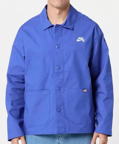 Men's Nike SB Chore Olympic USA Button Front Jacket Blue FZ4085-490 Size L