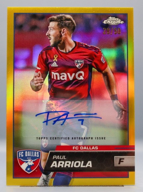 Paul Arriola 2023 Topps Chrome MLS Auto Gold /50