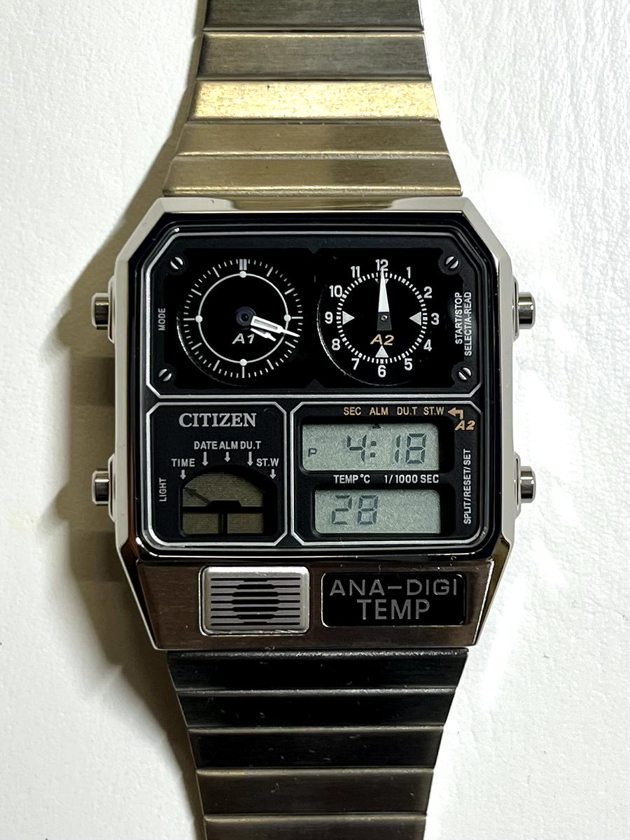 CITIZEN Ana-Digi Temp JG2101-78E Black Silver Quartz Men