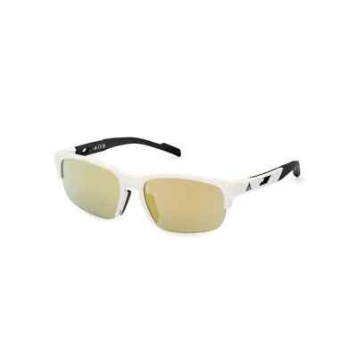 Adidas SP0068 24G White Rectangle Mirrored Plastic Sunglasses Frame 57-18-135 sd