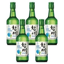 JINRO Chamisul Fresh Soju Korean Liquor for Cocktail 350ml 16.9% Alc (5 Bottles)