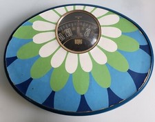 Vintage Borg MOD 1970'S Flower Power Bathroom Scale Oval Blue Bubble View Retro 