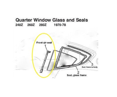 シール Datsun 260Z 280Z Quarter Window Door Side Seal Rubber Left New 300