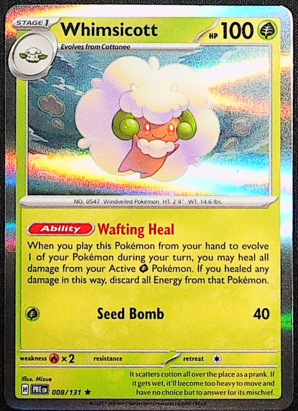 Pokémon TCG Whimsicott 008/131 SV Prismatic Evolutions Holo Rare Card EN-NM 2025