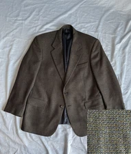 Tallia Uomo Navy Brown Tweed Barleycorn Sport Coat 38S 100% Wool Union USA 
