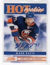 Mark Katic 11-12 Panini Score Hockey Hot Rookies RC Auto #519 New York Islanders
