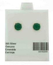 GENUINE 1.86 Cts EMERALD STUD EARRINGS 14k YELLOW GOLD PLATED - New With Tag