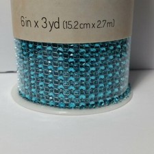 Blue Rhinestone Mesh Ribbon 6 Inches 3 Rolls Arts Crafts Wedding Decorations