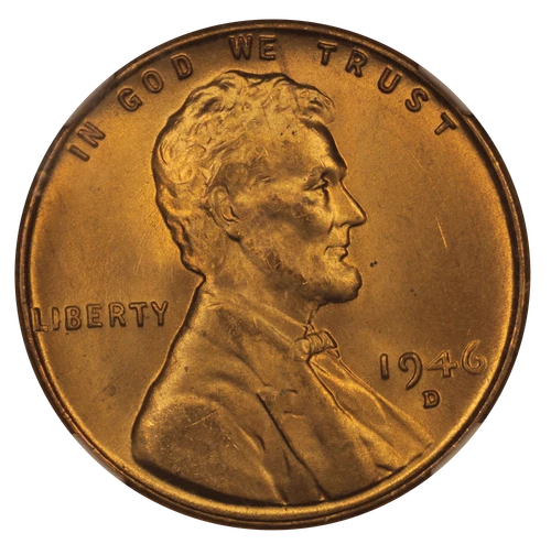 USA 1946-Denver (after 1906) Lincoln Cent  Wheat Reverse (MS 65-NGC)