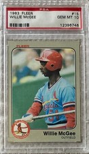 1983 FLEER # 15 Willie McGee RC PSA 10 GEM MT  CARDINALS 1985 MVP