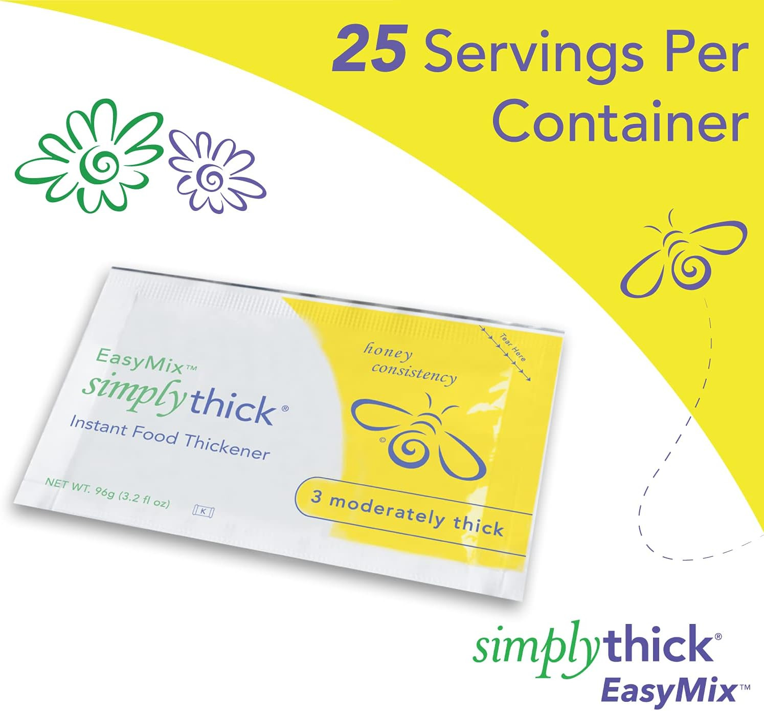Simplythick Easymix | 25 Count of 96G Bulk-Serving Packets | Gel Thickener for T