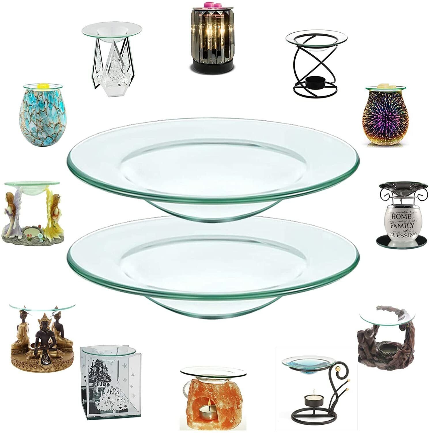 YANKEE CANDLE 2 REPLACEMENT GLASS DISHES FOR WAX MELT WARMERS BURNERS