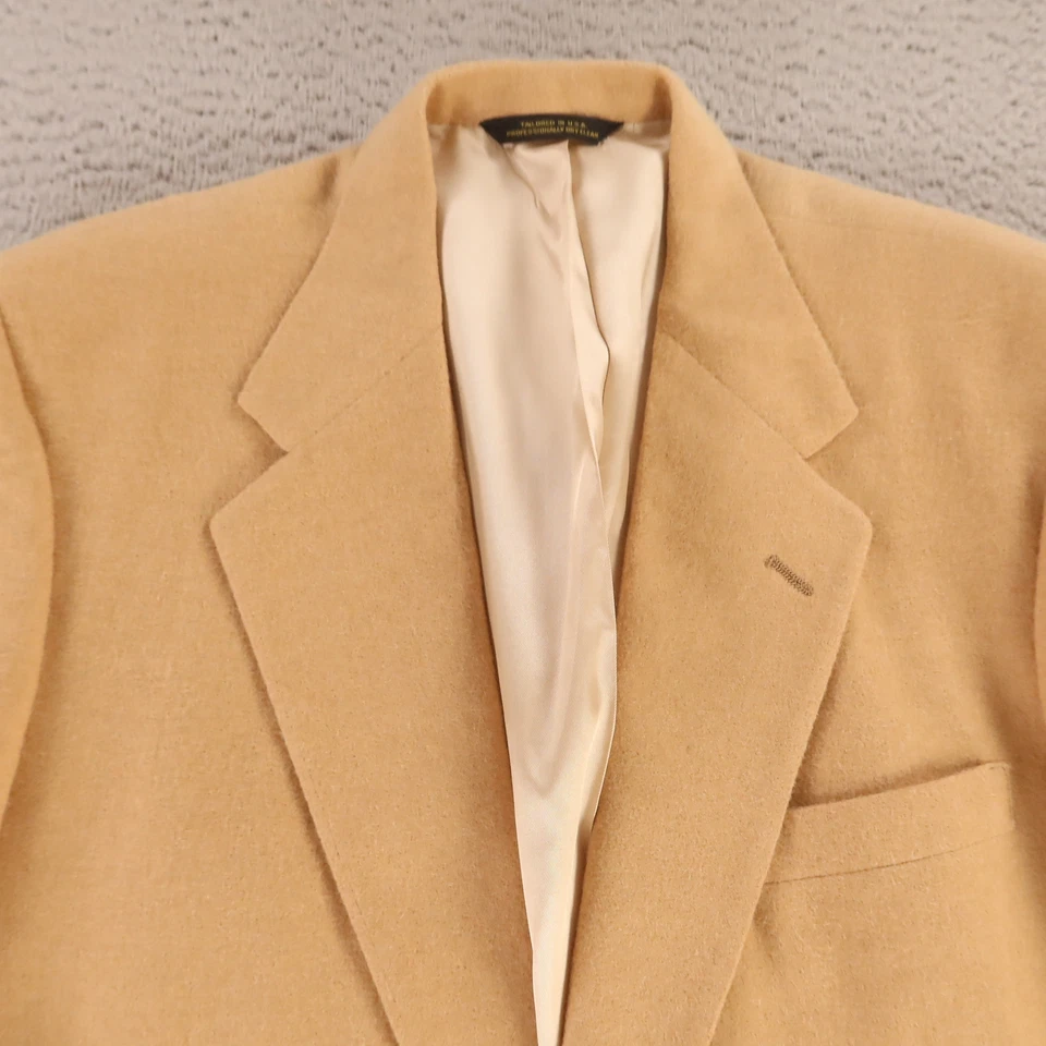 Chaqueta Tom James M MT Beige Tostado Lana Franela Blazer Abrigo Deportivo Hecho en EE. UU. 42L Foto 2 de 4