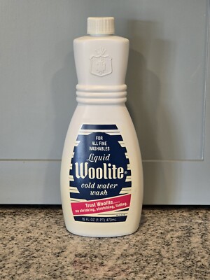 Vintage 1980s Liquid Woolite cold water wash Half Bottle prop Laundry Room 16 Oz