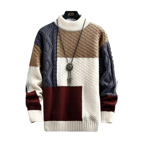 Mens Knitted Tops Long Sleeve Casual Pullover Warm Jumper Crew Neck Sweaters - Imagen 3 de 13