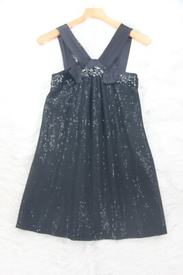 Anthropologie Nell Couture Dress Womens Sz 4 Black Silk Sequin Floral Party  Club | eBay
