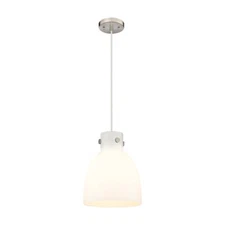 Innovations Newton Bell 1 Lt 10" Cord Pendant, SN/White - 410-1PM-SN-G412-10WH