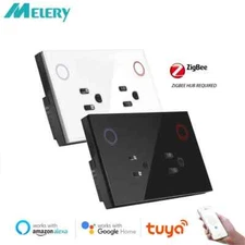 ZigbeeTuya Smart Wall Power Monitoring US Electrical Plug Outlet Socket Glass Pa
