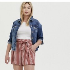 Torrid Striped Dusty Rose Tie Front Paper bag Shorts Size 20