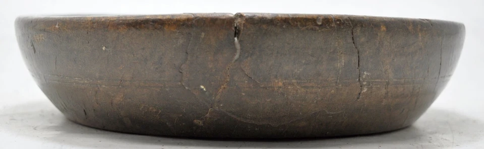 Bol À Épices Et Sel En Bois Rond Antique Marron Fait Main Sculpté - Photo 3/4
