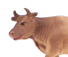 Cow Celluloid Toy Beige Christmas Putz Train Yard Display Decoration Vintage