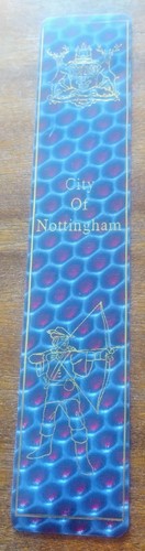 Nottingham 🏹 Robin Hood blaues Hologramm Kunststoff Lesezeichen sehr guter Zustand!!! B168