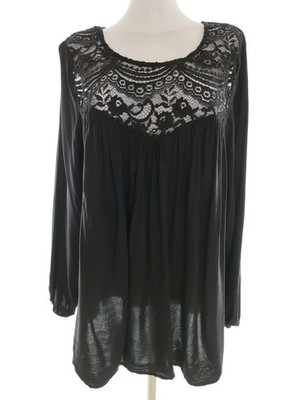 ZIZZI Damen Tunika Bluse Gr. L Schwarz Viskose 100% Langer Ärmel
