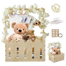 Wooden Baby Shower Crate Closet in Classic Fence Design with Hangers  Handle...