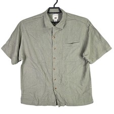 Mens Original Island Sport Green Shirt 100 Rayon Button Up Short Sleeve Size L
