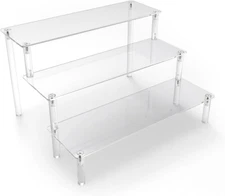 Acrylic Display Risers,Clear Display Risers Stand Small Mini Shelf 3 Tiered Cupc